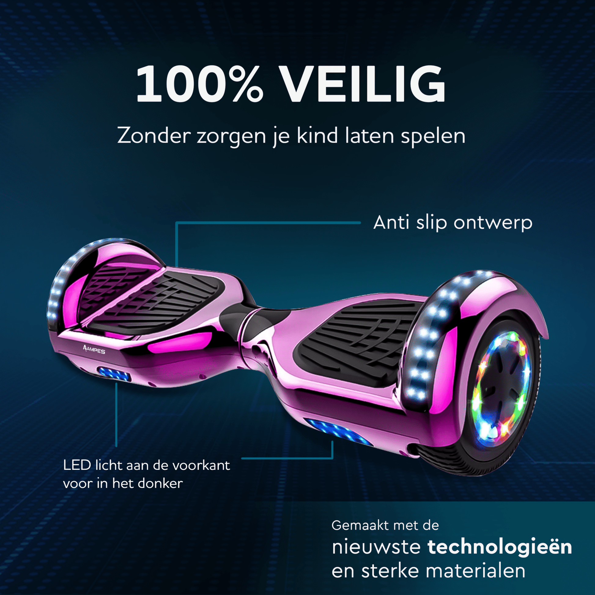 Ampes Hoverboard - Roze hoverboard 6,5 inch 100% veilig zonder zorgen je kind laten spelen