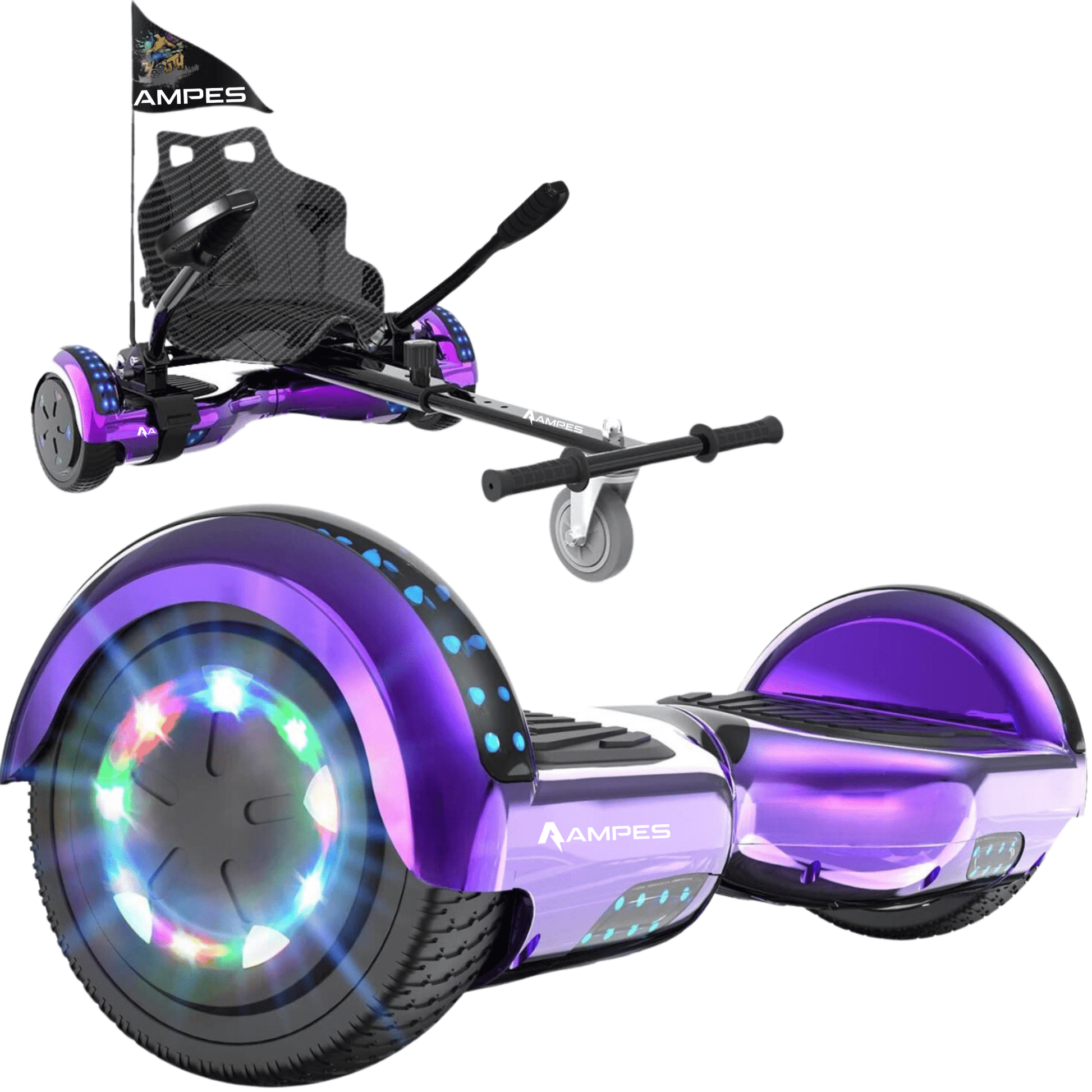 Ampes Hoverboard - Chroom Roze + Hoverkart