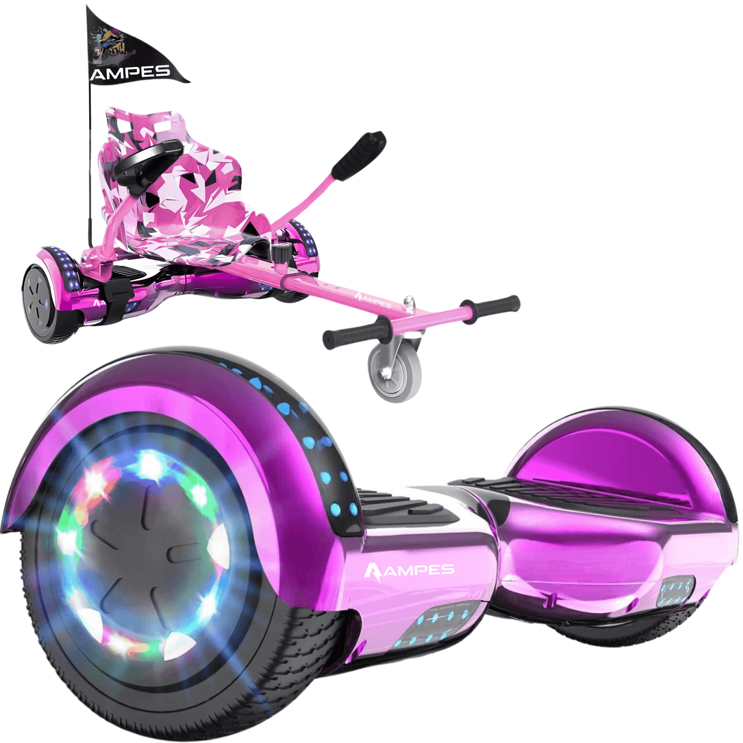 Ampes Hoverboard - Chroom Roze + Hoverkart