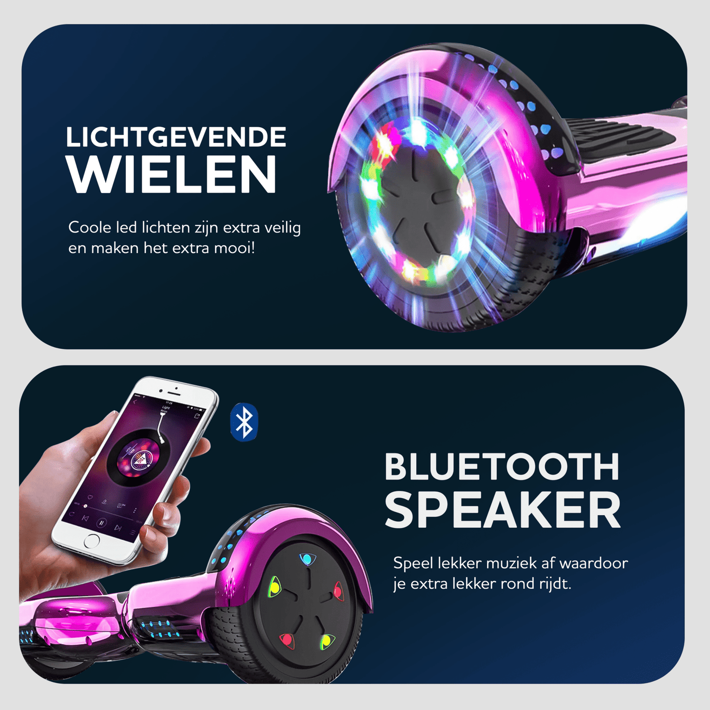 Ampes Hoverboard - Roze hoverboard 6,5 inch lichtgevende wielen en bluetooth