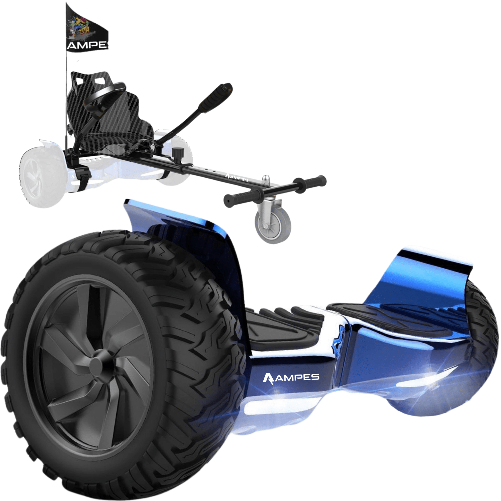 Ampes Off Road Hoverboard - Chroom Blauw + Hoverkart