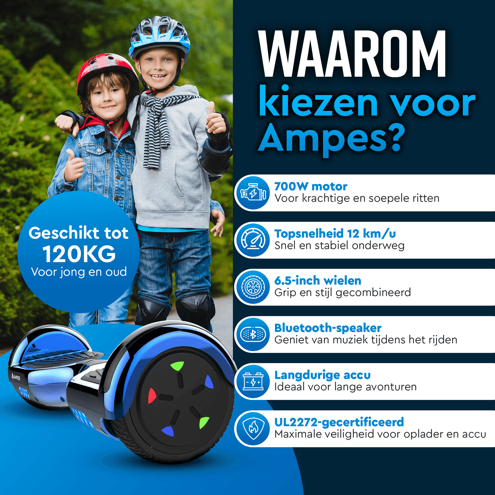 Ampes Hoverboard - Chroom Blauw | Afbeelding 5