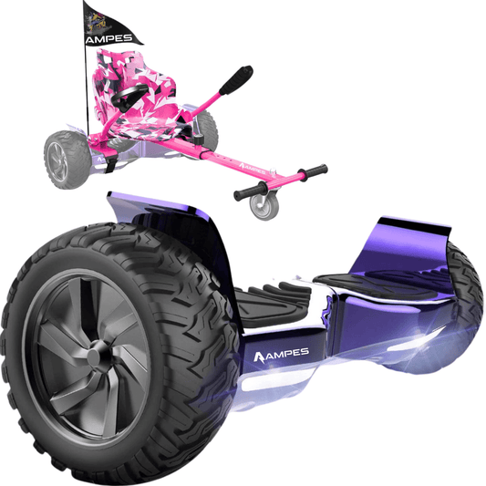 Ampes Off Road Hoverboard - Chroom Paars + Hoverkart Roze